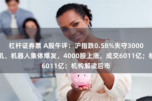 杠杆证券票 A股午评：沪指跌0.58%失守3000点！工业母机、机器人集体爆发，4000股上涨，成交6011亿；机构解读后市